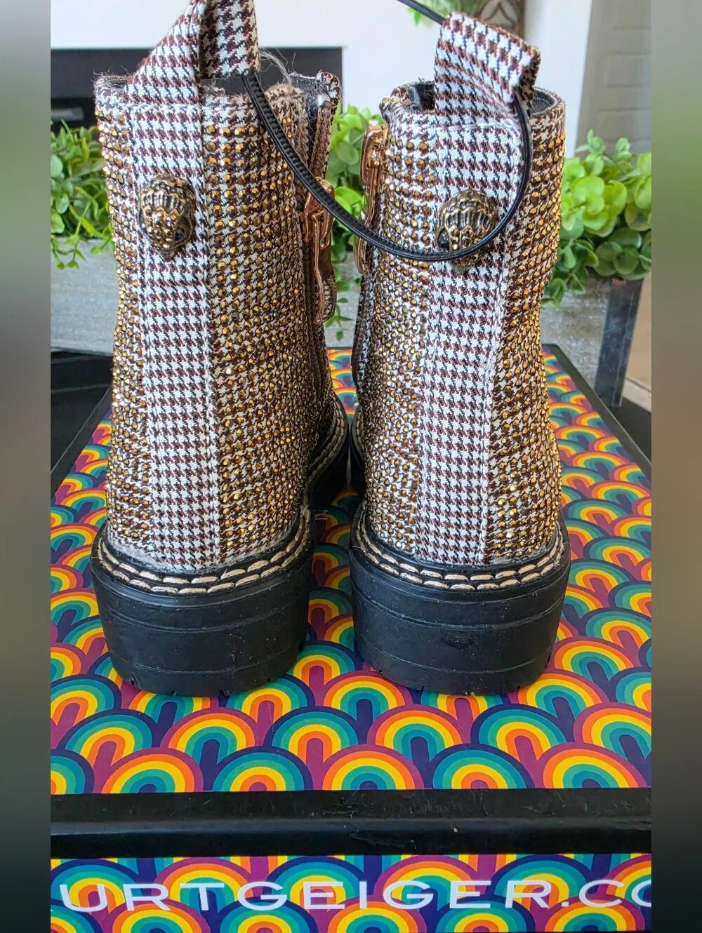 Kurt Geiger Toddler Mini Burlington Metallic Sparkle Boots Black Gold Sz 5T NWOB